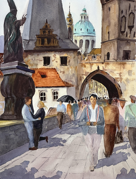 Busy Day on the Charles Bridge looking towards Lesser Town