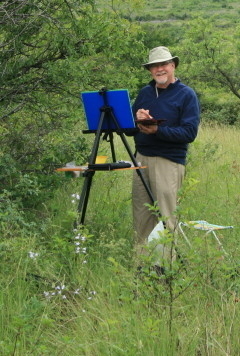 Len getting ready to paint out of Cucugnan, France in 2009