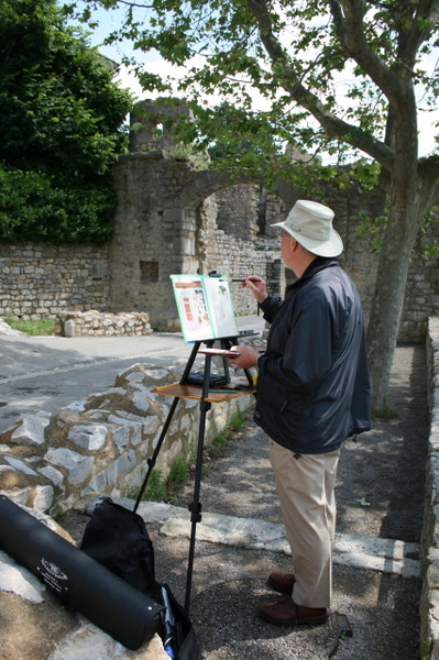 Len working away in Lagrasse, Southern France in 2009