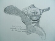 Owl Woman - the pencil sketch of the whalebone carving that inspired this series