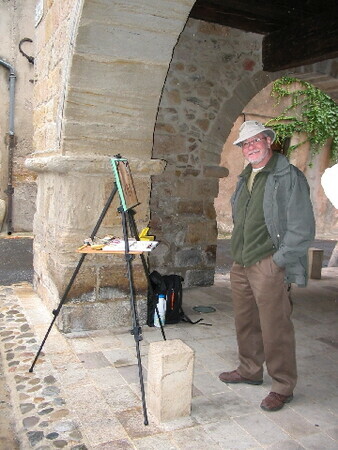 Painting at Alet-les-Bains on a cool and wet day - 2004